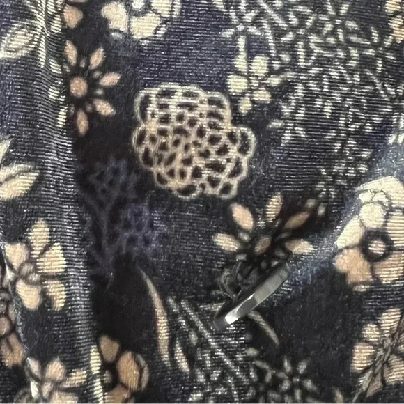 CAROLINA BELLE BLAZER BLUE & TAN FLORAL PRINT VELVET DOUBLE BREASTED - Picture 12 of 12